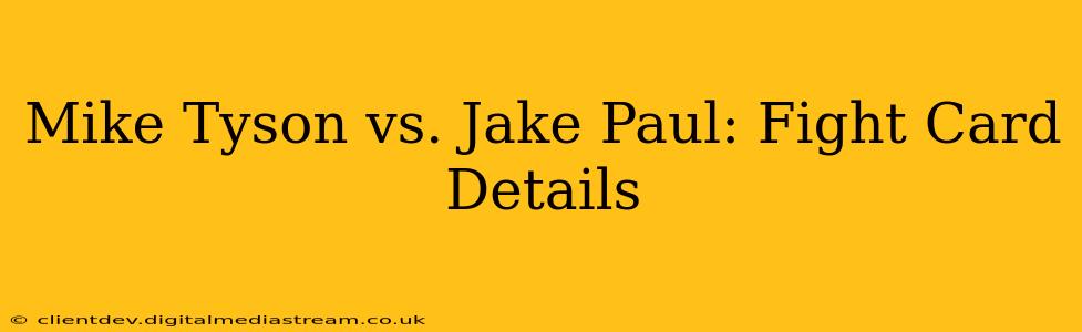 Mike Tyson vs. Jake Paul: Fight Card Details